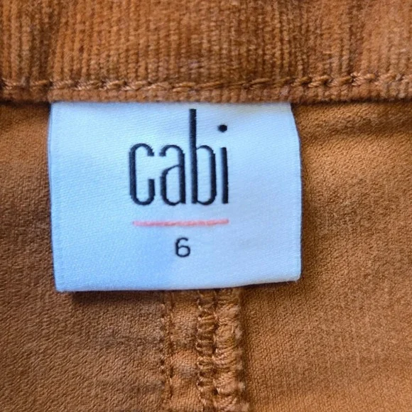 Cabi High Rise Skinny Corduroy Pants Ginger Brown Button Fly Size 6 - Picture 8 of 9